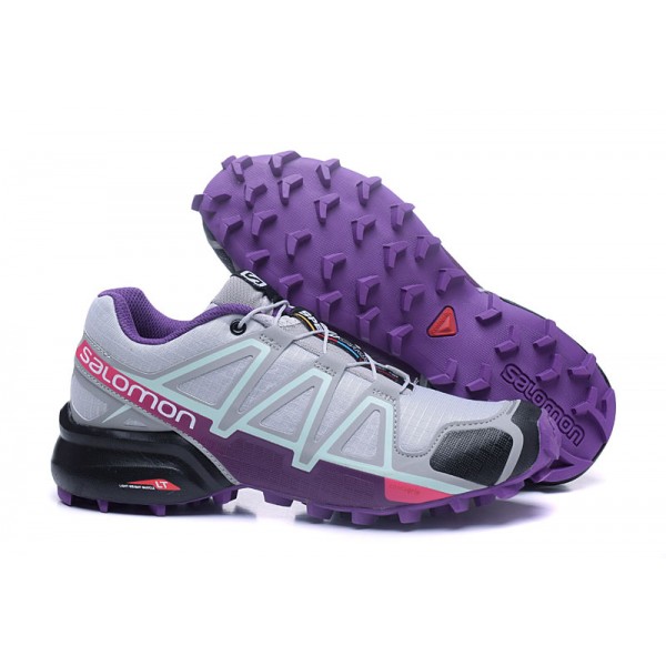 Salomon Speedcross 4 Trail Running In Grey Purple Shoes