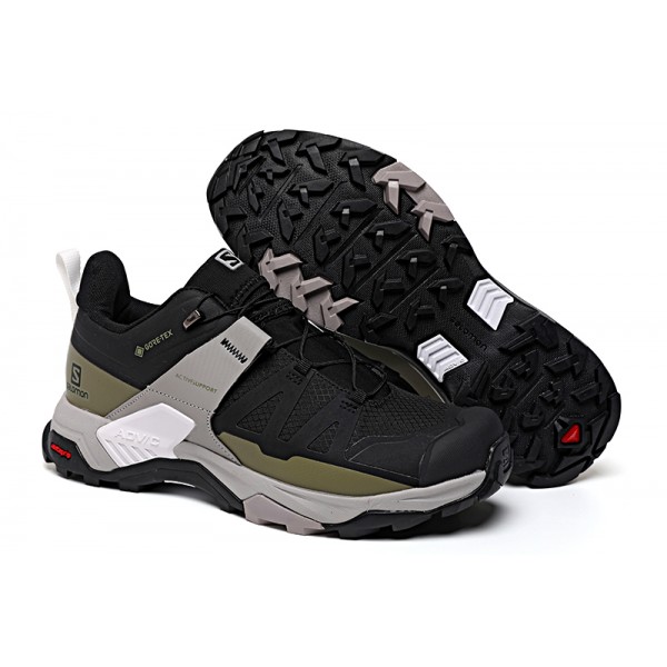 Men's Salomon Shoes X Ultra 4 Gore-Tex Hiking In Black Army Green Gray