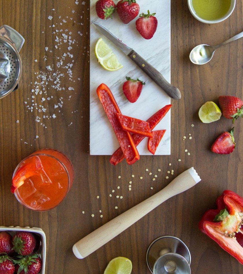 Summer Salad Cocktail // Vodka, strawberry, lime and bell peppers // The Shared Sip
